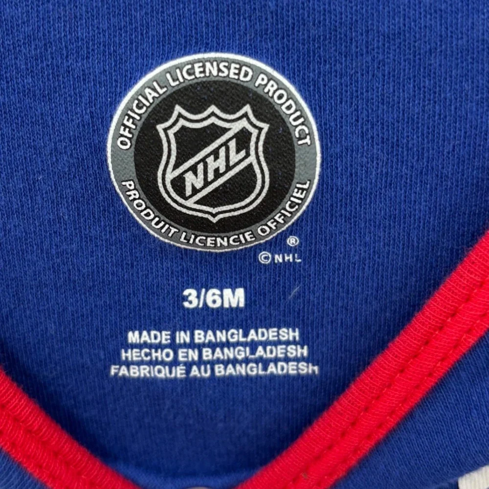 NHL Bodysuit Kids 3/6M Blue My First Rangers Season New York Hockey Fan Gear